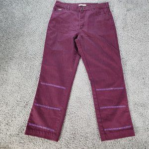 Lee Relaxed Straight Leg At The Waist Burgundy Jeans Sequin‎ 12M Women's 32X29
